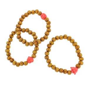 Round Wood Bead Bracelet - 8mm / 43mm - Resin Buddha - Choose Your Color!