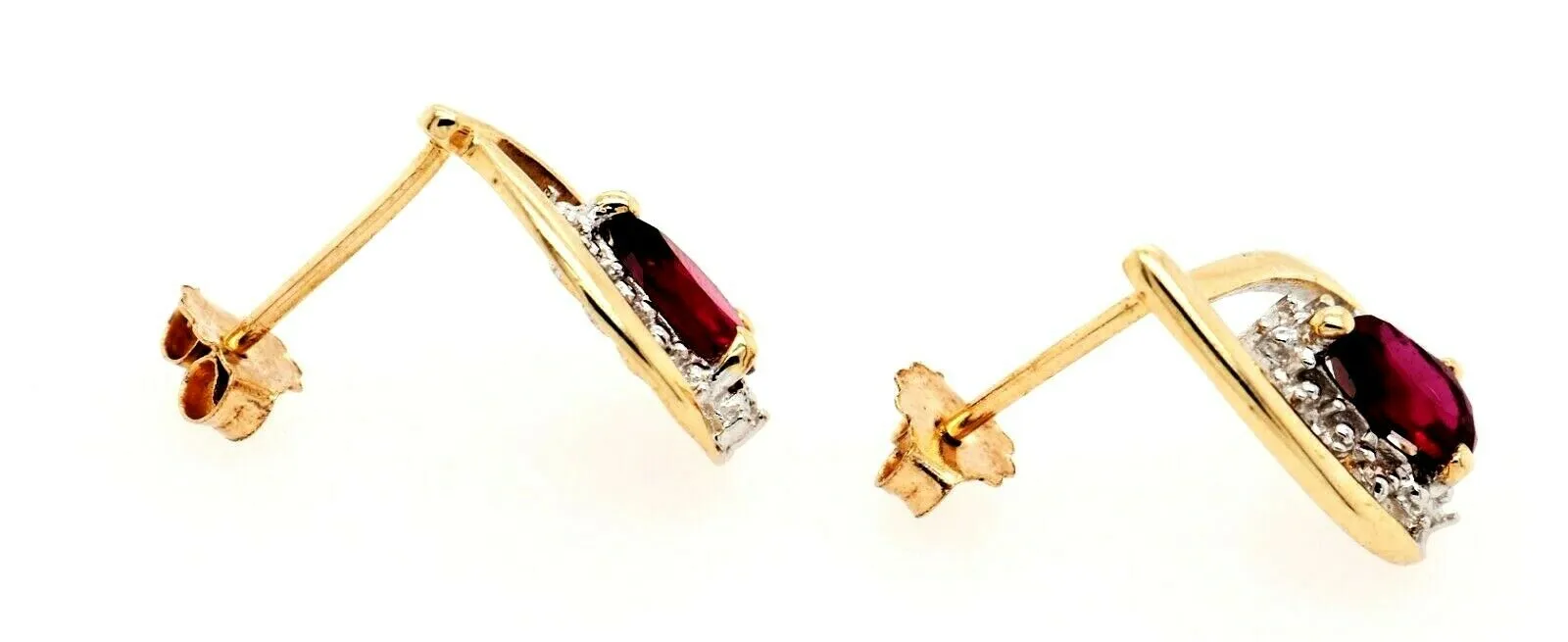 Ruby & Diamond 9ct Yellow Gold Earrings