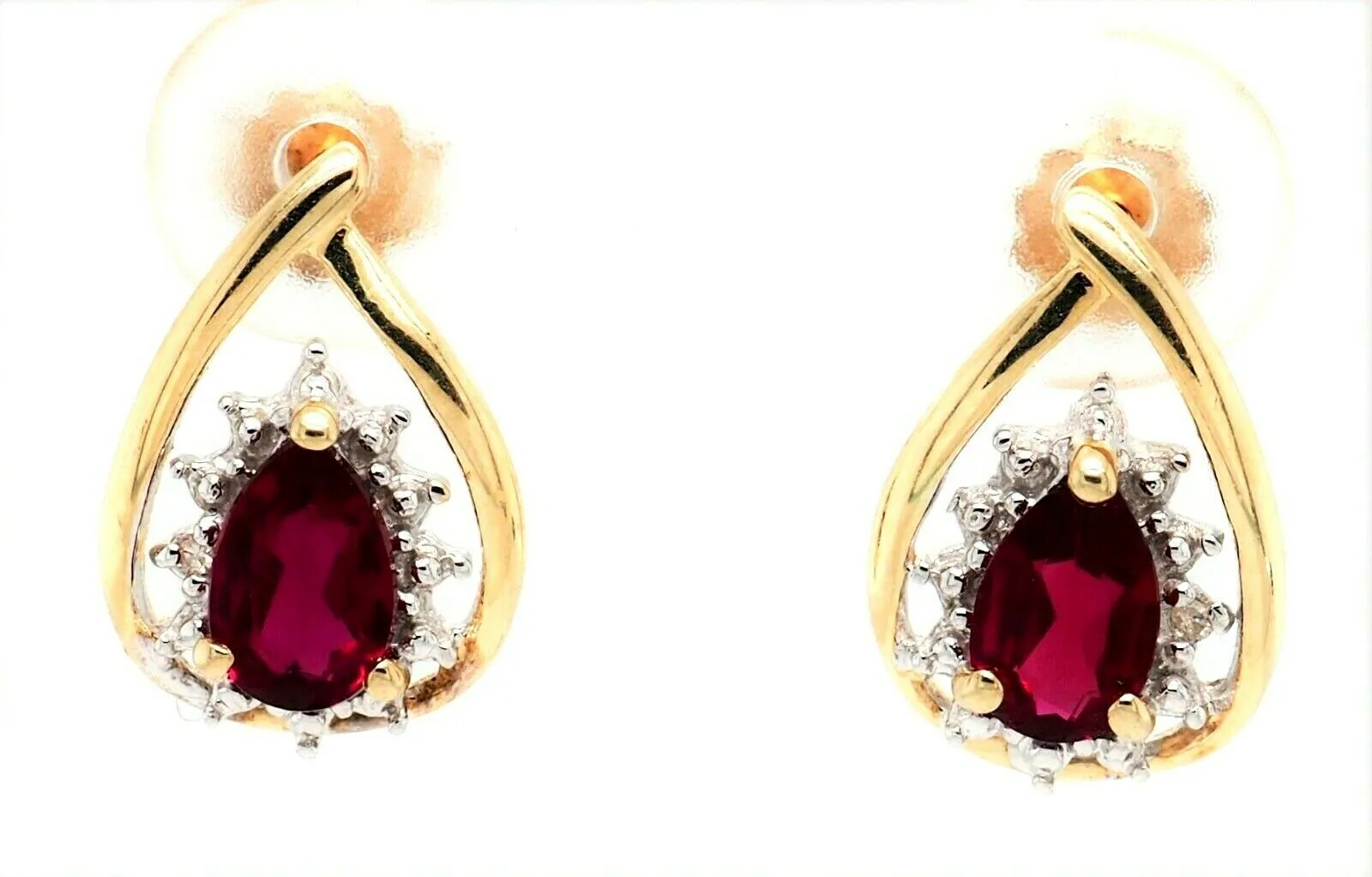 Ruby & Diamond 9ct Yellow Gold Earrings