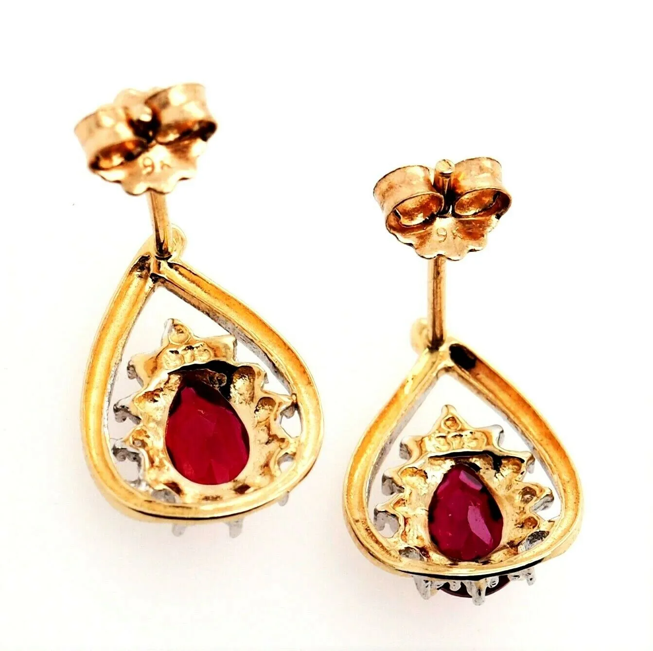 Ruby & Diamond 9ct Yellow Gold Earrings