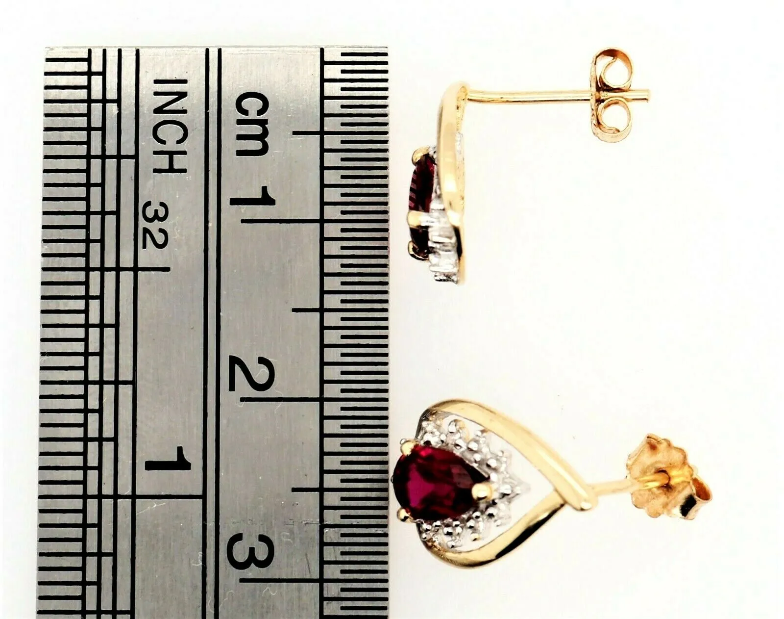 Ruby & Diamond 9ct Yellow Gold Earrings