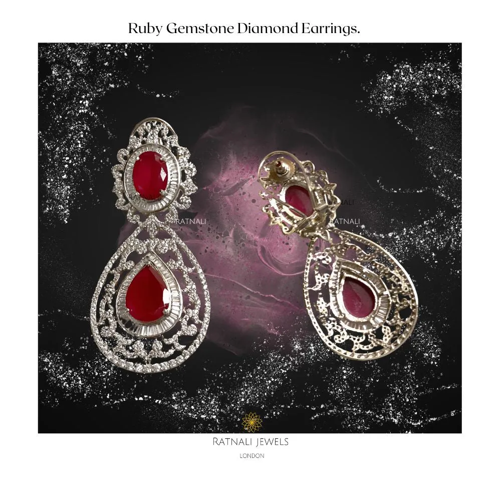 Ruby & Diamond Statement Chandelier Earrings, Statement diamond earrings