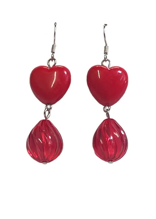 Ruby Heart Earrings