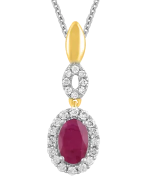 Ruby Pendant - 14ct Yellow & White Gold Ruby & Diamond Pendant - 780615