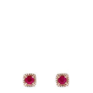 Ruby Royale 14K Rose Gold Ruby and Diamond Stud Earrings, 1.26 TCW