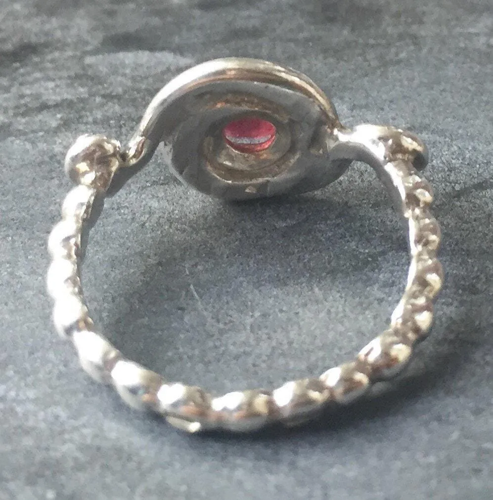 Ruby Spiral Ring - Vintage Ruby Ring - Red Solitaire Ring