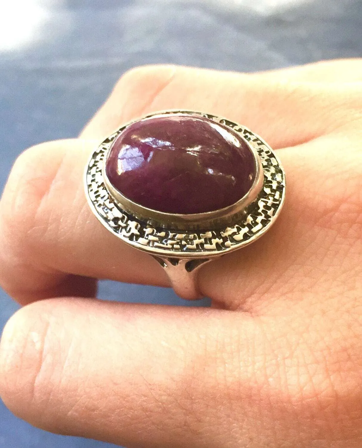 Ruby Statement Ring - Natural Ruby Ring - Red Vintage Ring