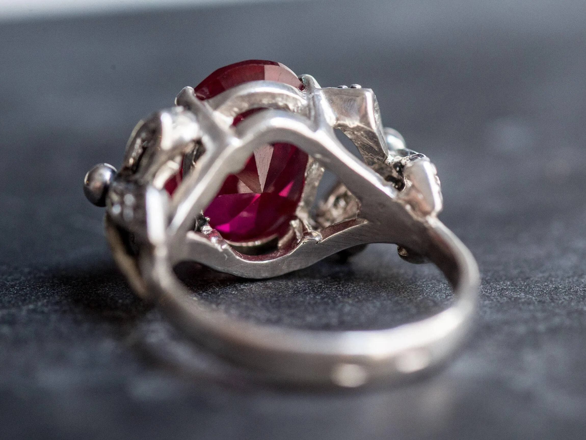 Ruby Statement Ring - Red Ribbon Ring - Solitaire Ruby Ring