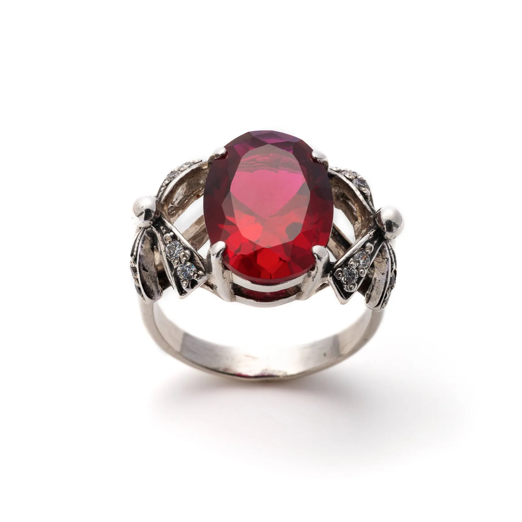 Ruby Statement Ring - Red Ribbon Ring - Solitaire Ruby Ring