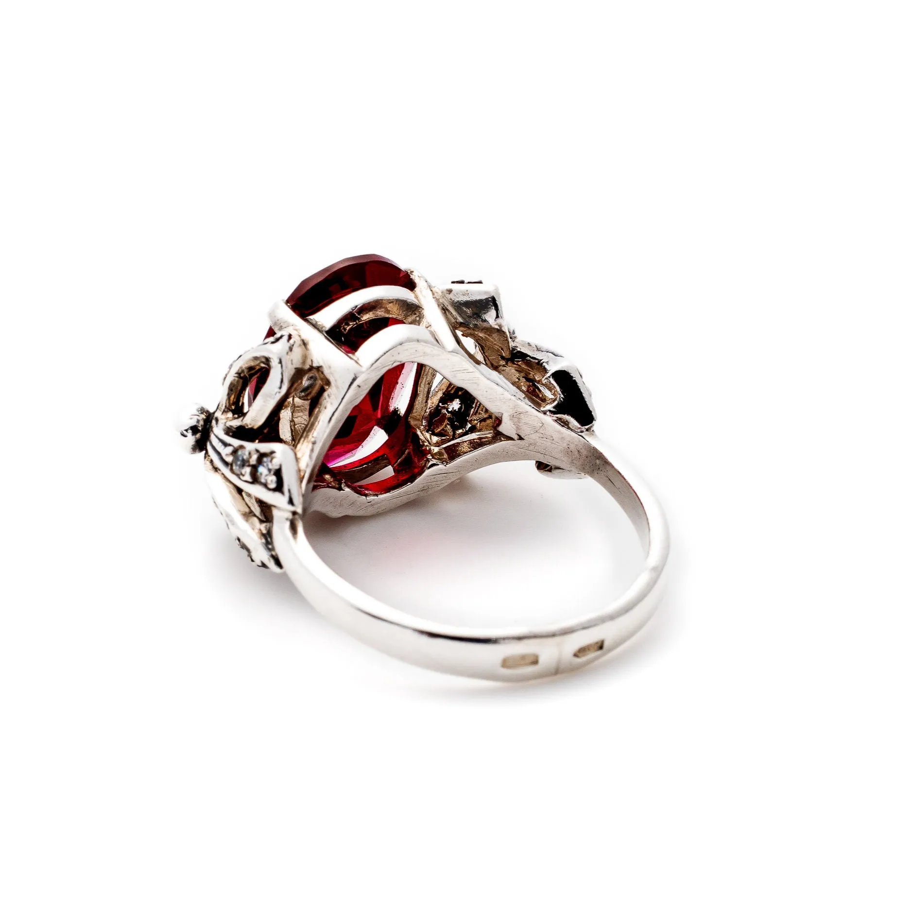 Ruby Statement Ring - Red Ribbon Ring - Solitaire Ruby Ring