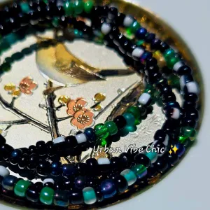 Seed Beads Stretch Bracelets - Midnight Green