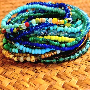 Seed Beads Stretch Bracelets - Water