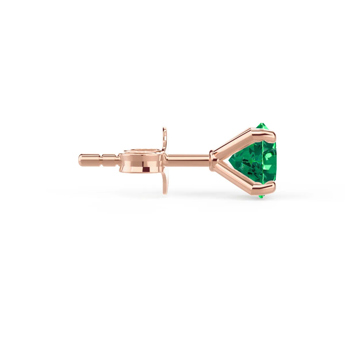 SENA - Round Emerald 18k Rose Gold Stud Earrings