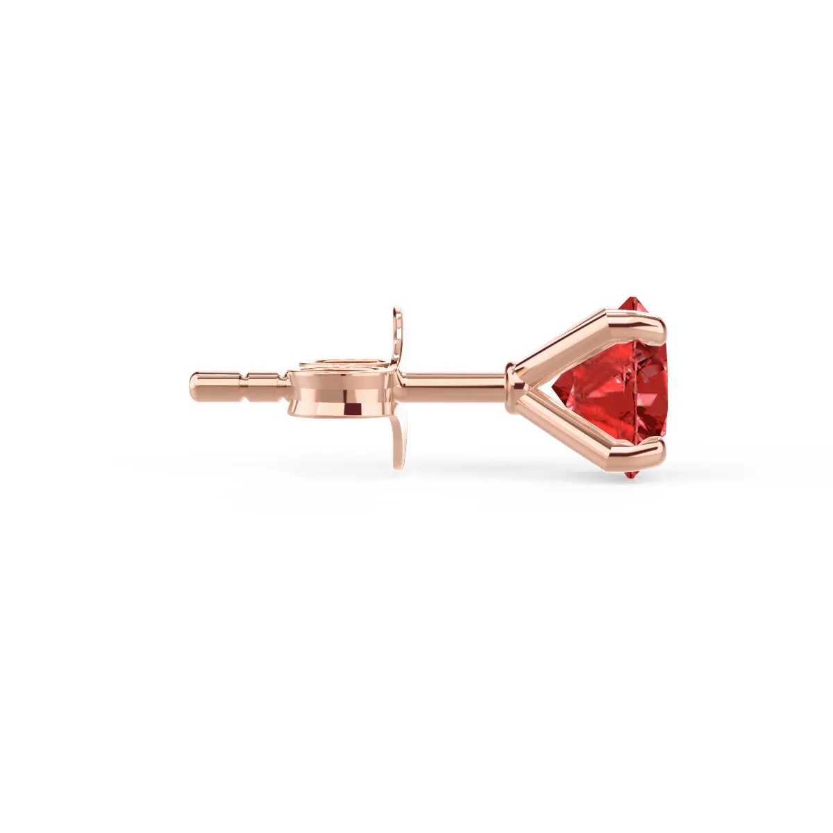 SENA - Round Ruby 18k Rose Gold Stud Earrings