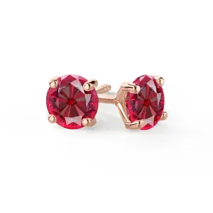 SENA - Round Ruby 18k Rose Gold Stud Earrings