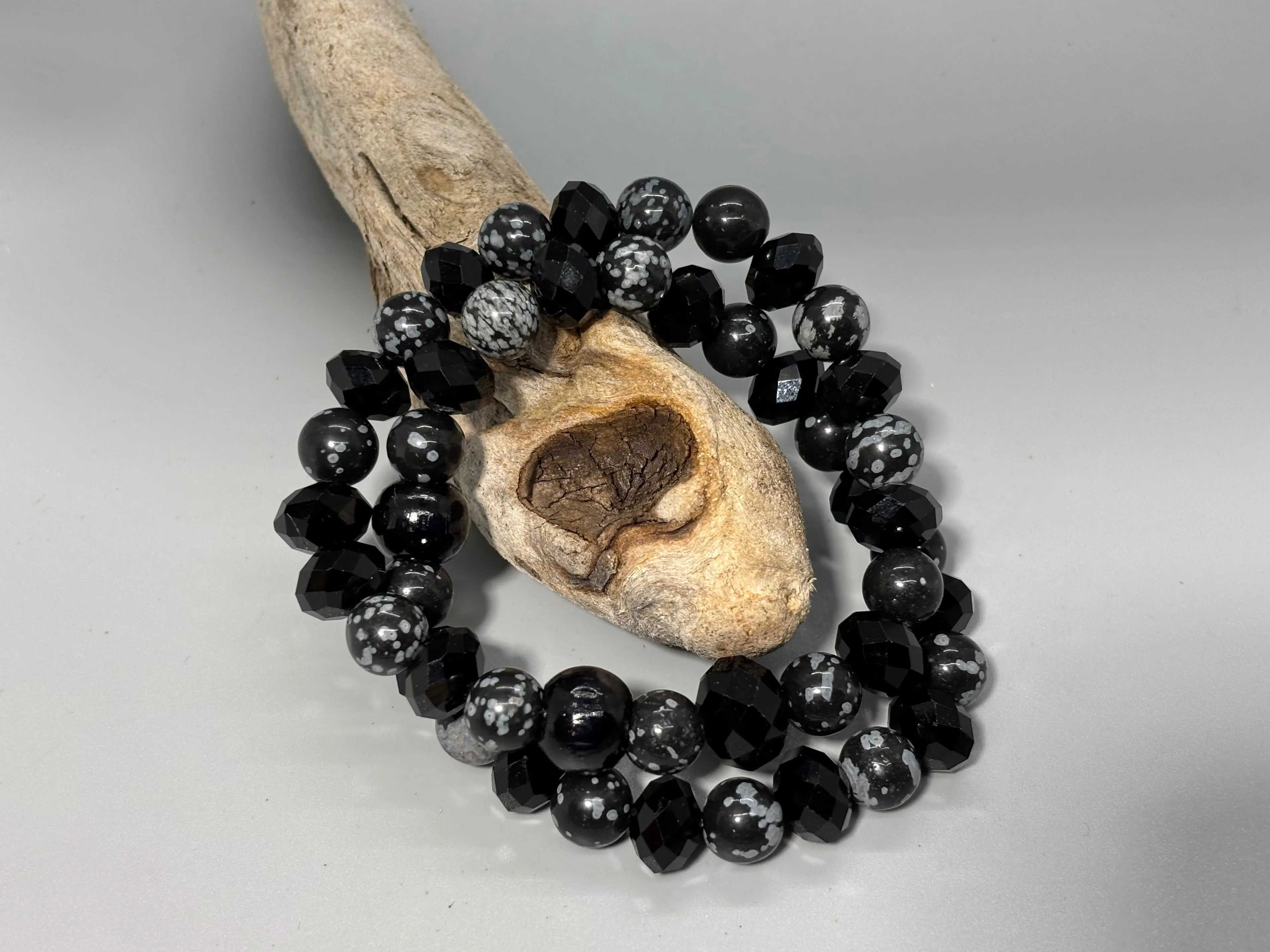 Set of 2 Boho Black Stretch Bracelets