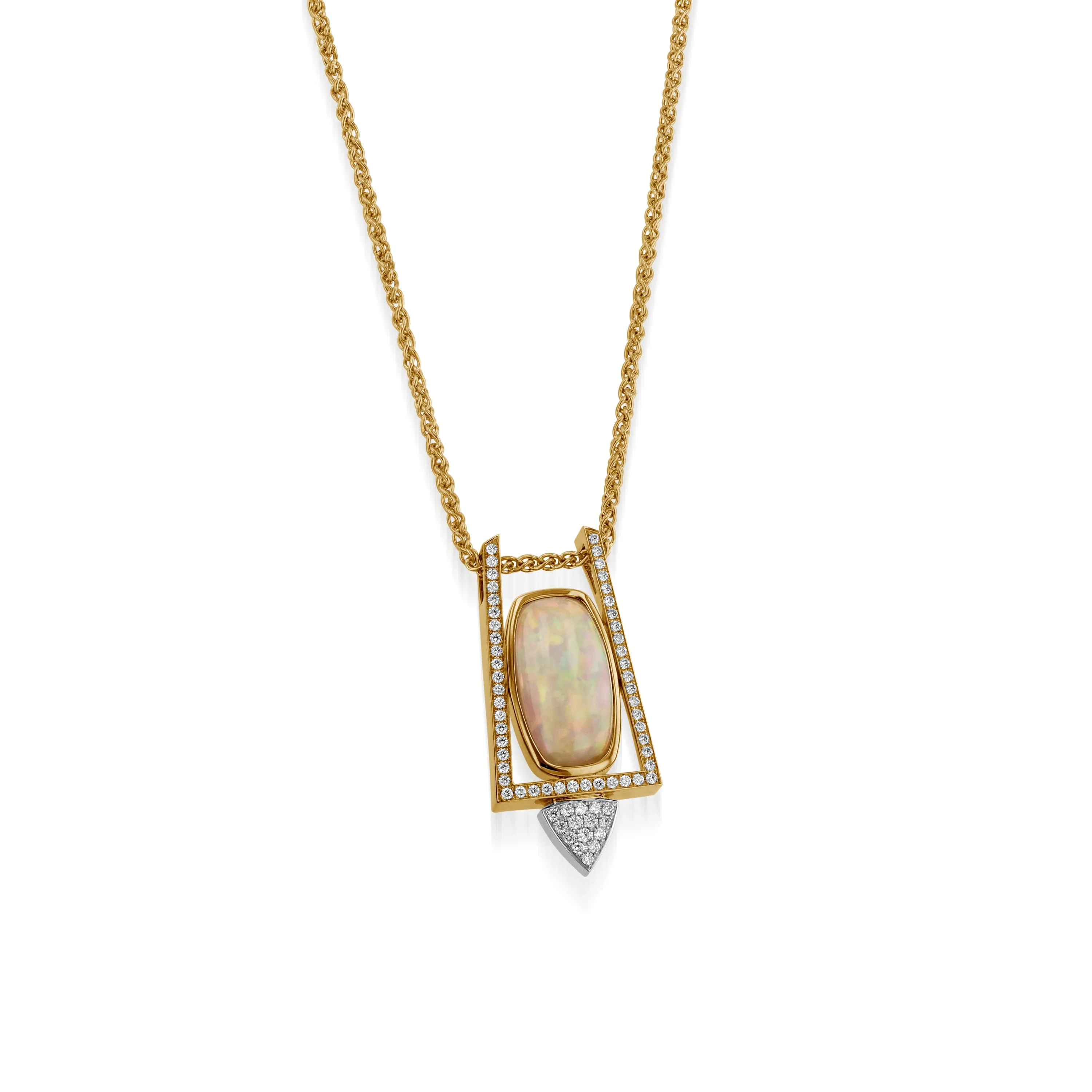 Signature Ethiopian Opal and Diamond Pendant Necklace