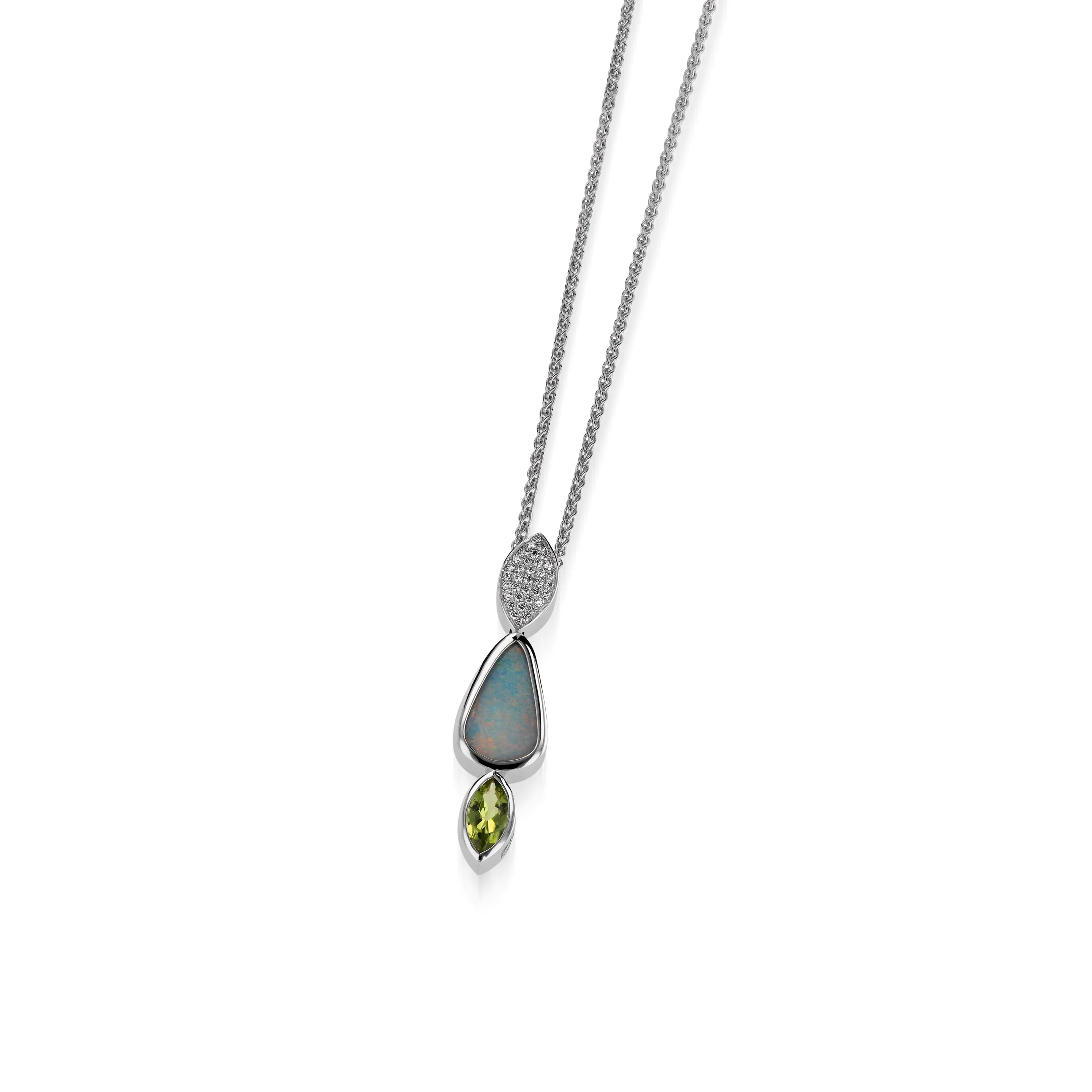 Signature Opal, Peridot, and Diamond Pendant Necklace