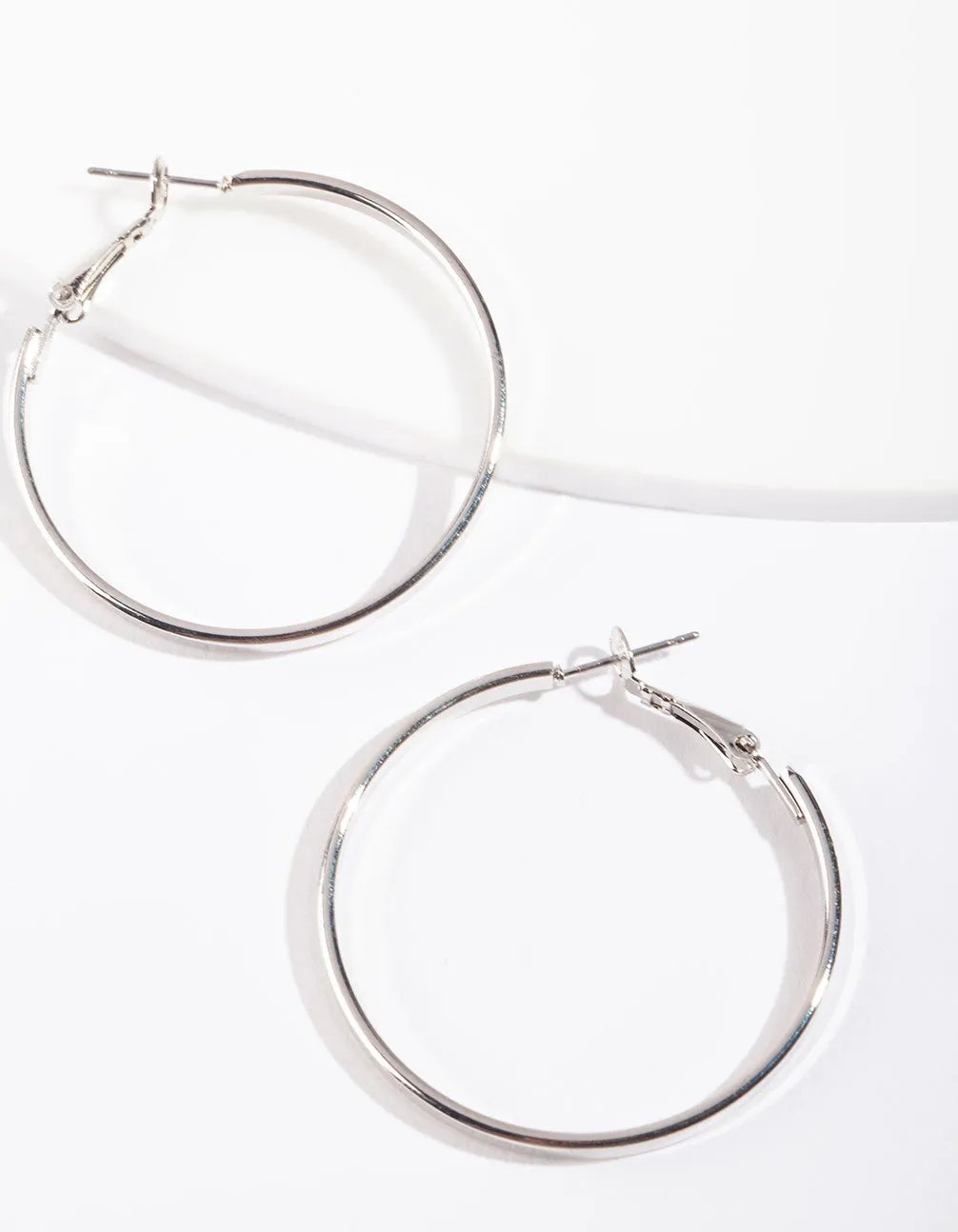 Silver 4cm Hoop Earrings