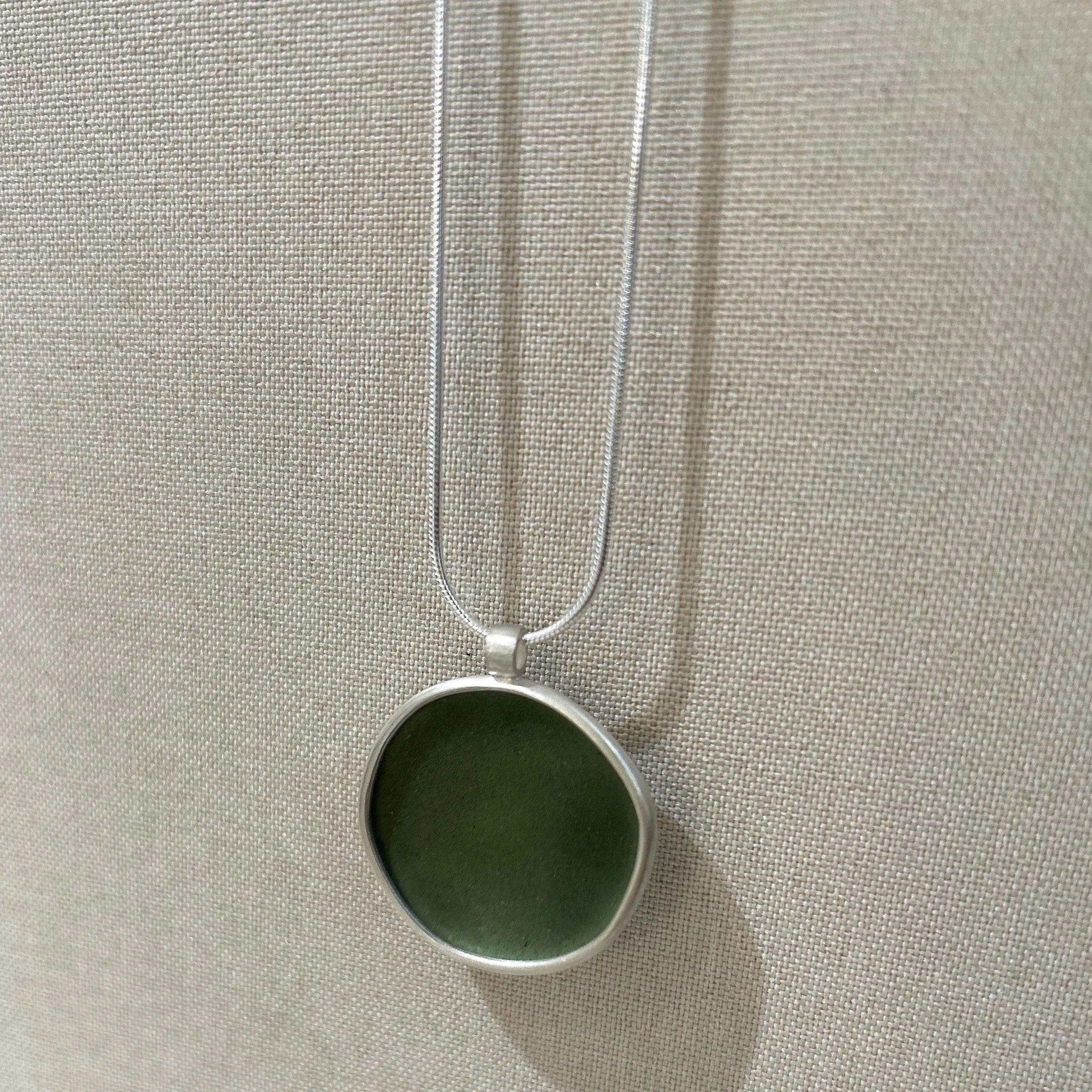 Silver & Green Enamel Pendant