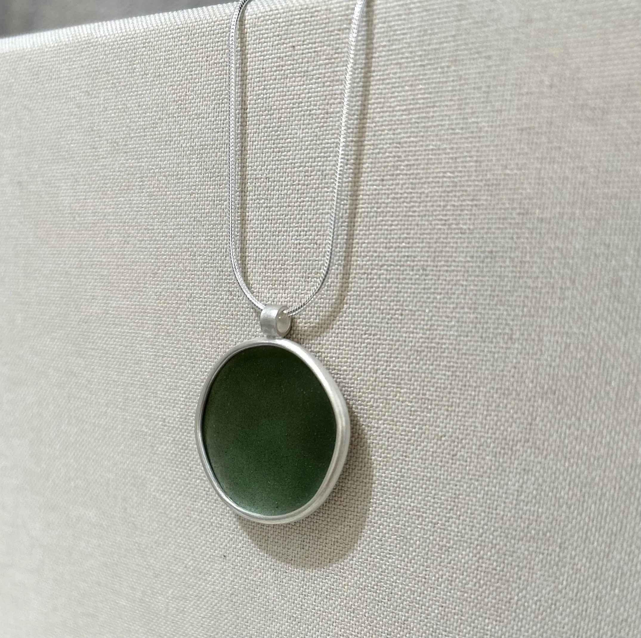 Silver & Green Enamel Pendant