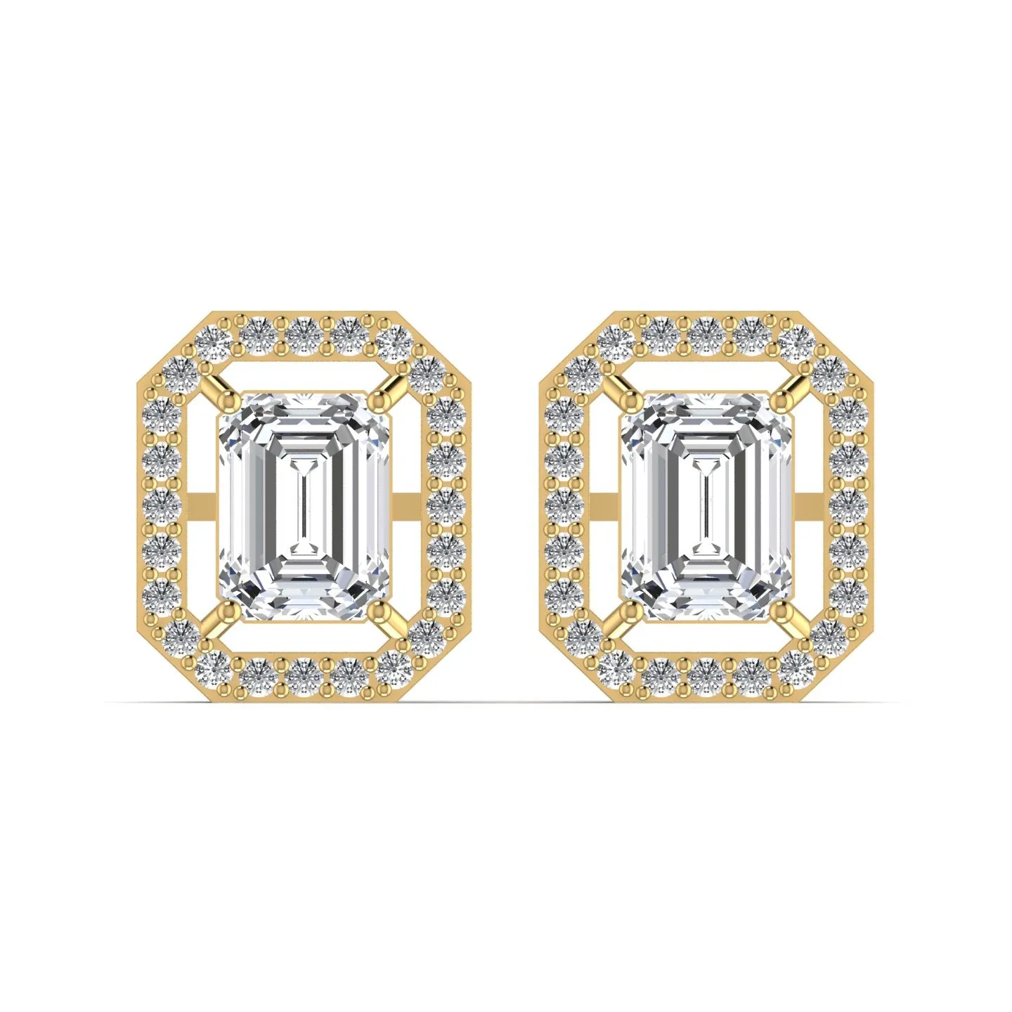 Solitaire Emerald Diamond Stud Earring