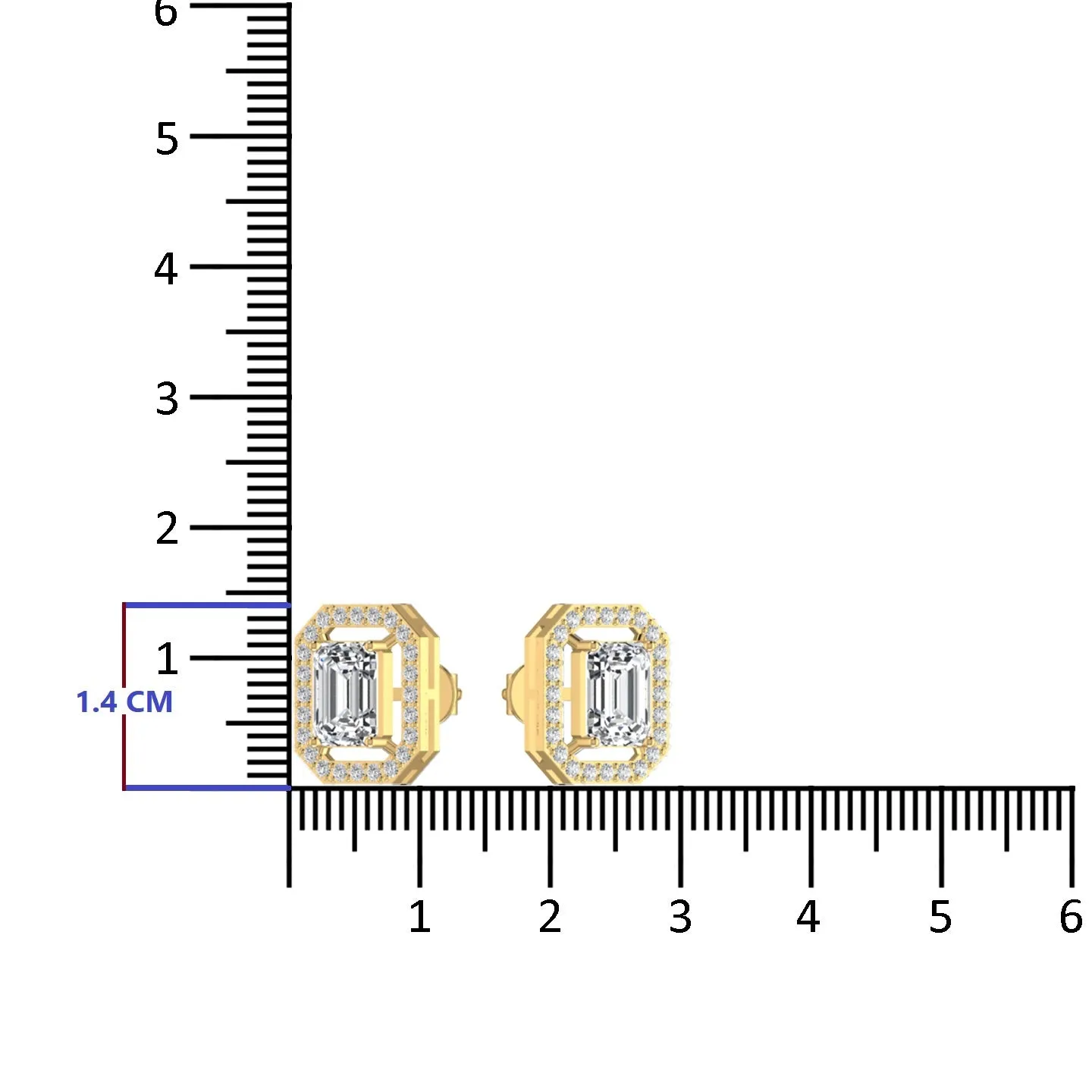 Solitaire Emerald Diamond Stud Earring