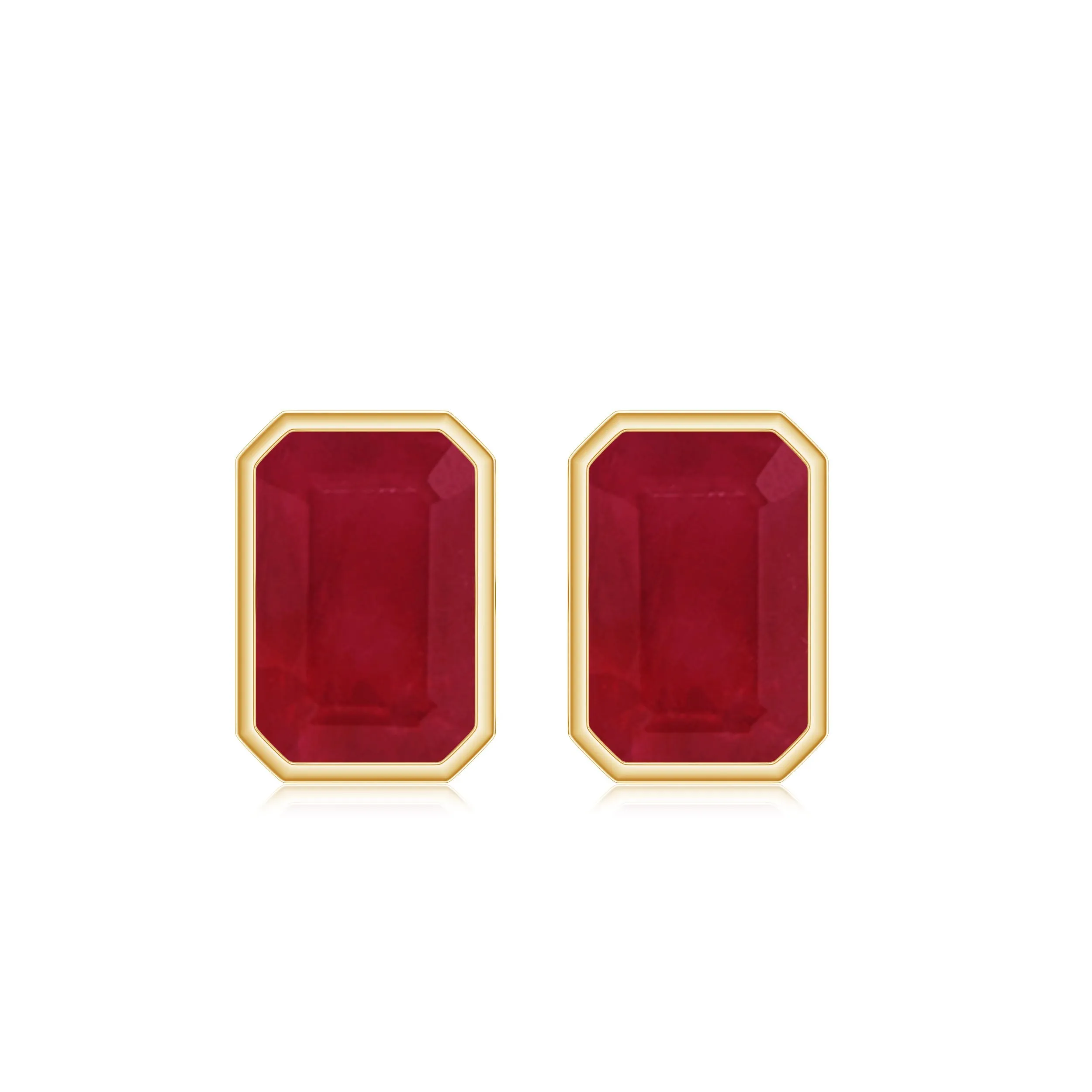 Solitaire Ruby July Birthstone Stud Earrings