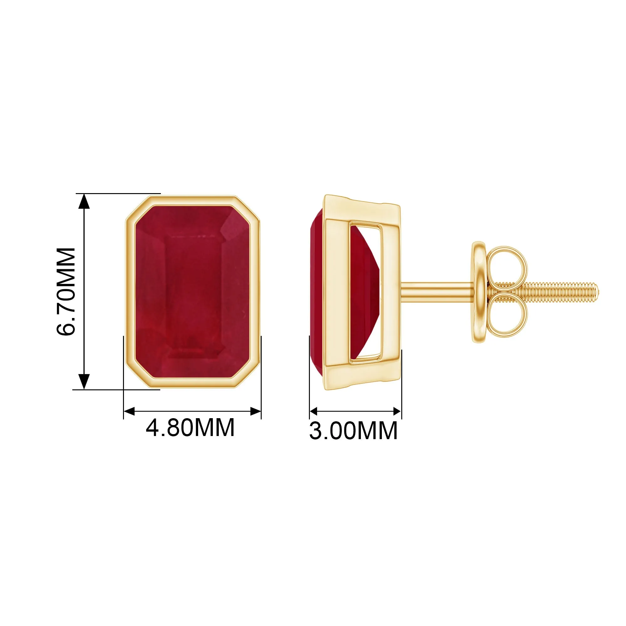 Solitaire Ruby July Birthstone Stud Earrings