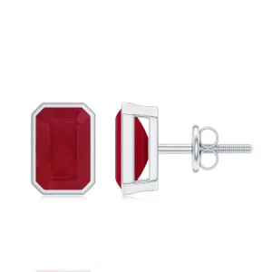 Solitaire Ruby July Birthstone Stud Earrings