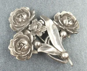 Sterling Silver Flower Bouquet Brooch