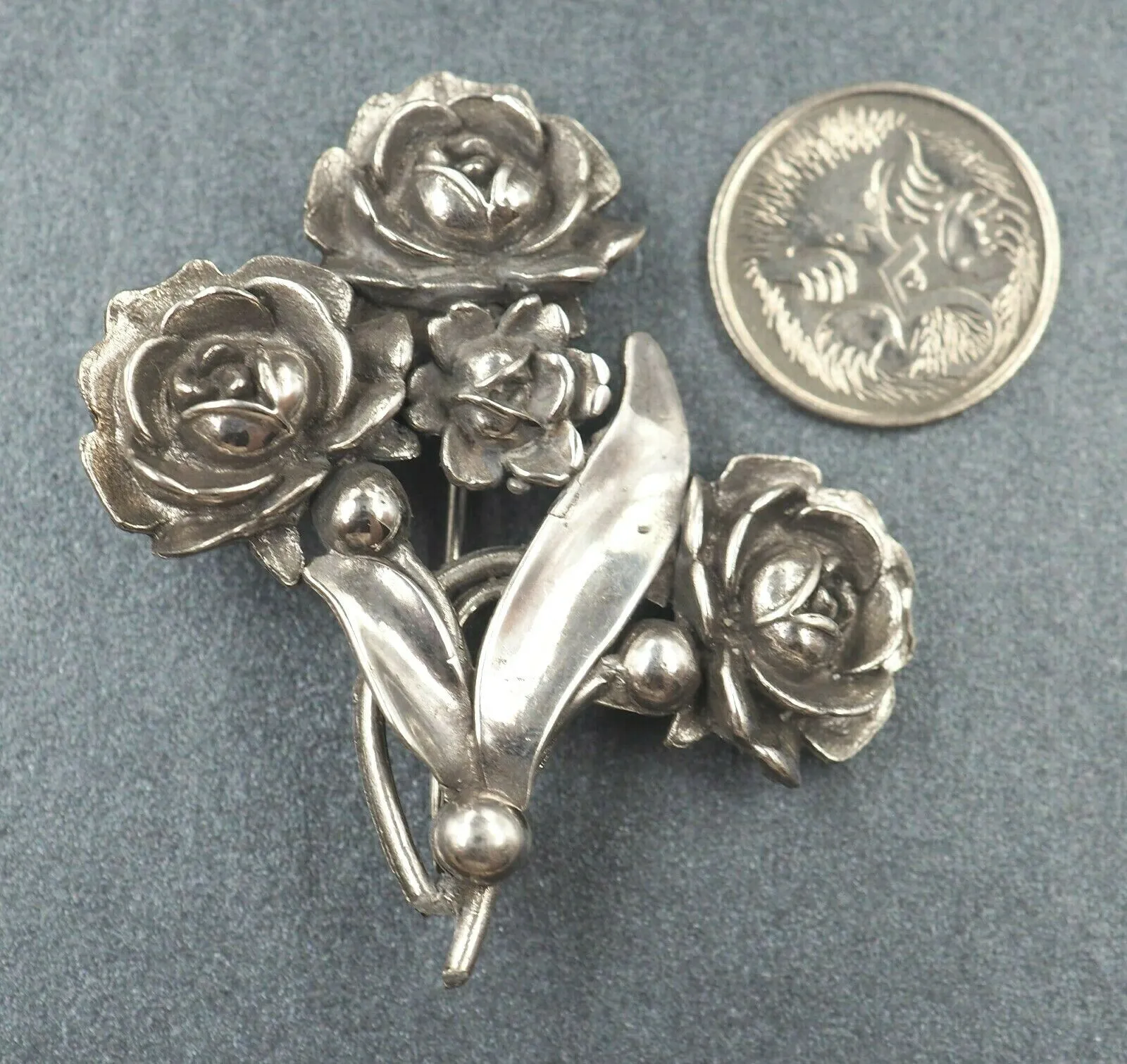 Sterling Silver Flower Bouquet Brooch