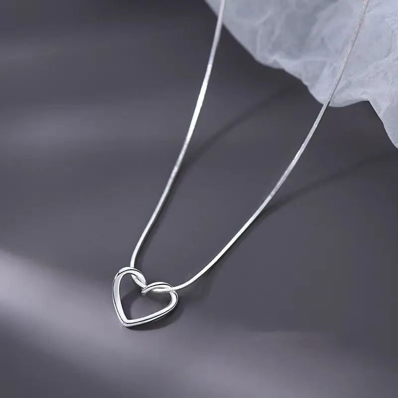 Sterling Silver Hollow Love Necklaces