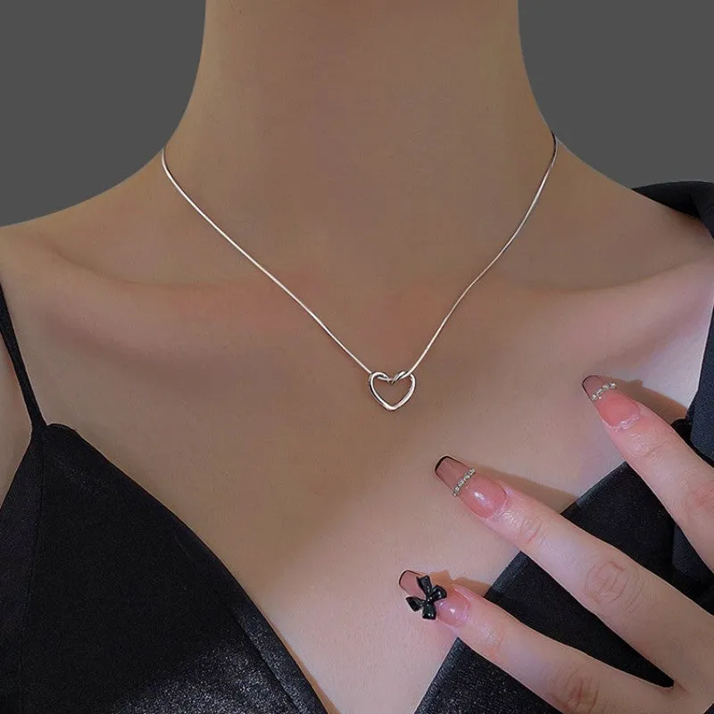 Sterling Silver Hollow Love Necklaces