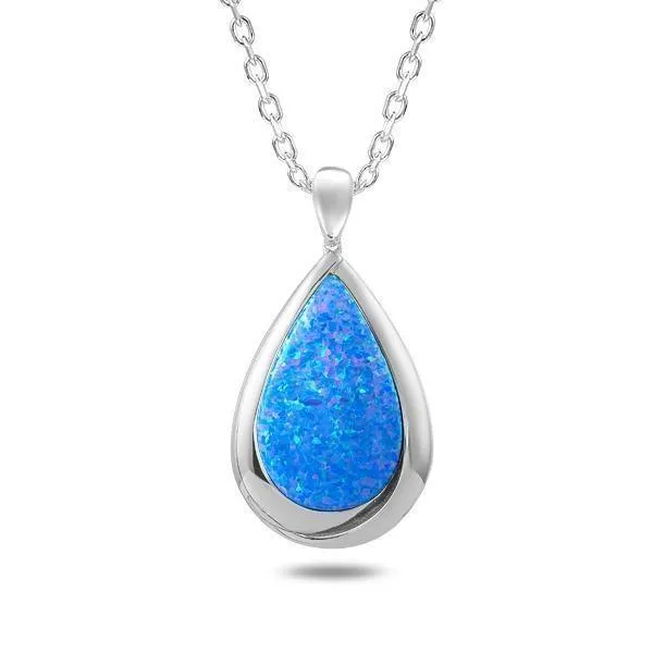 Sterling Silver Opal April Showers Teardrop Pendant Necklace by Alamea