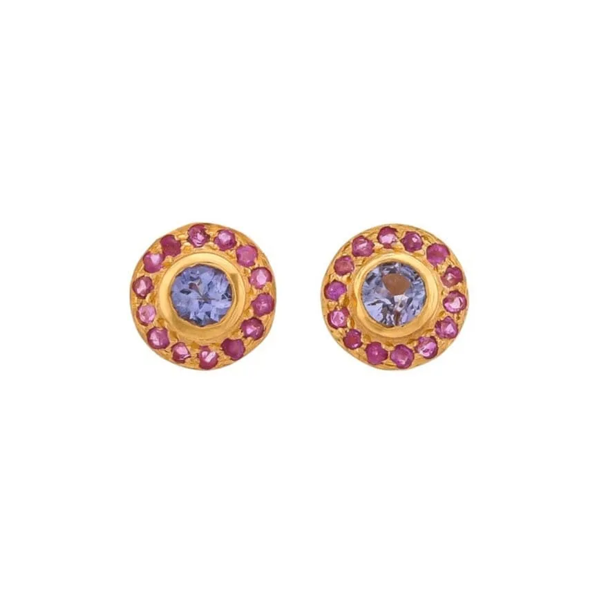 Tanzanite Ruby Stud Earrings