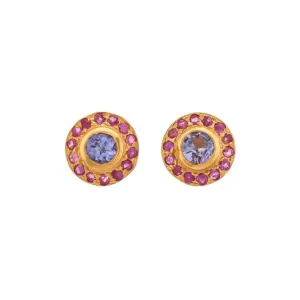 Tanzanite Ruby Stud Earrings