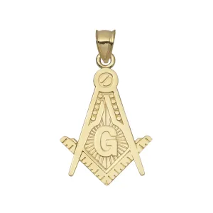 The Square and Compasses Masonic Pendant 10K Yellow Gold