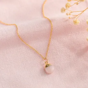 Tiny Teardrop Pink Opal Necklace