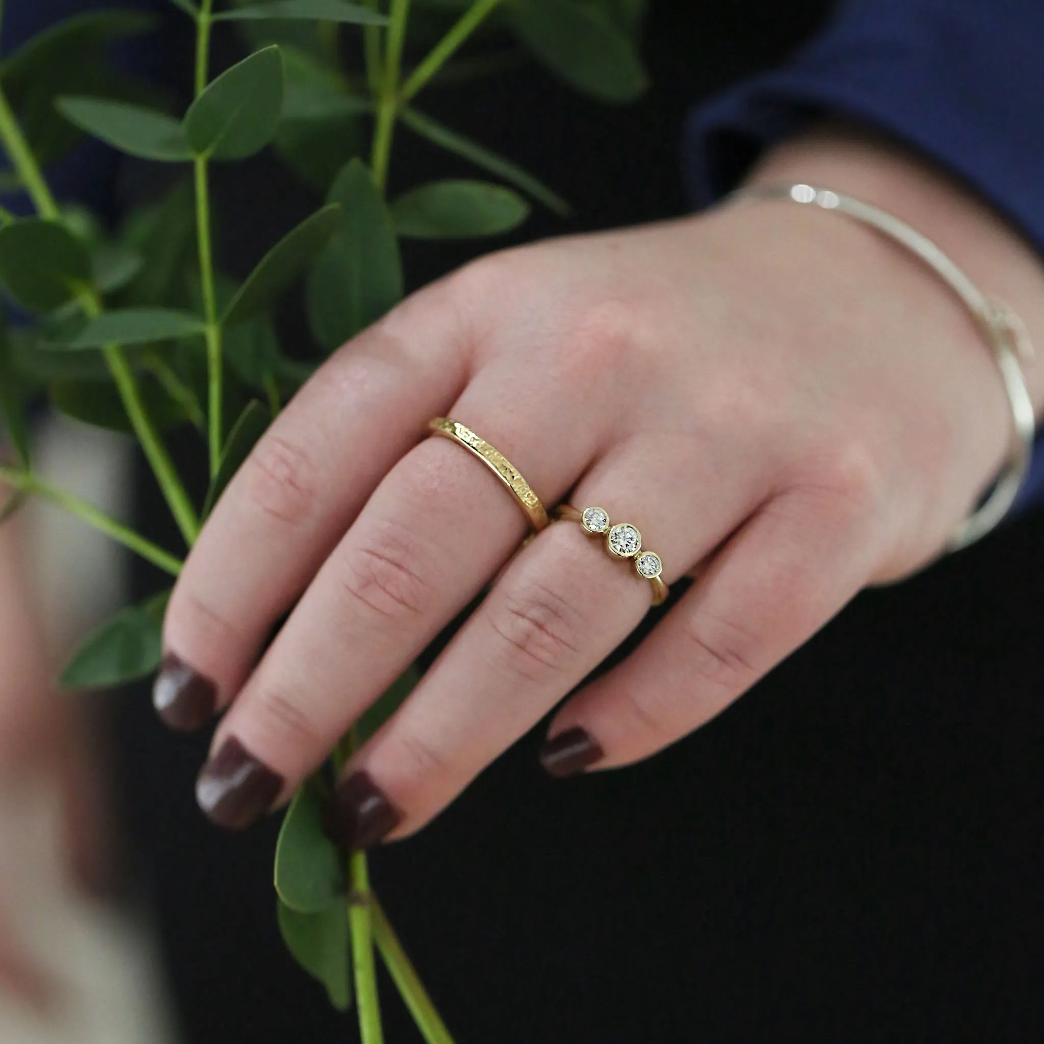 Trilogy Diamond Dress Ring in 9ct Yellow Gold