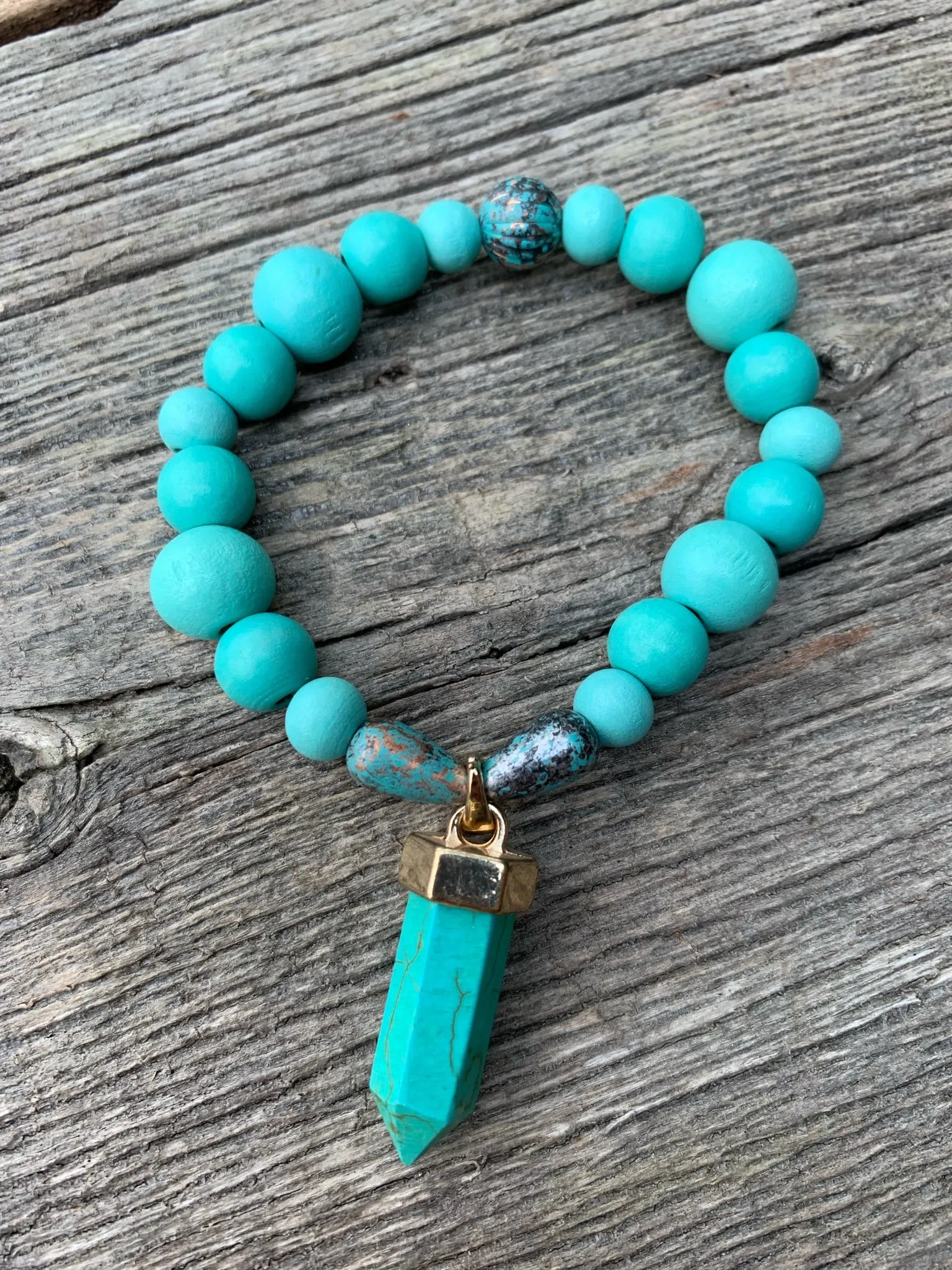 Turquoise & Copper Beaded Bracelet