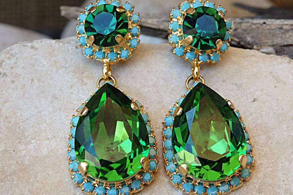 Turquoise Emerald Earrings