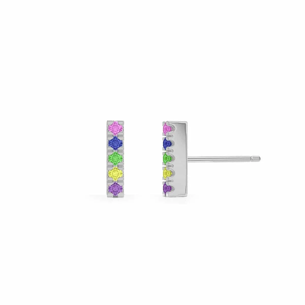 U Pave Petit Rainbow Bar Earrings