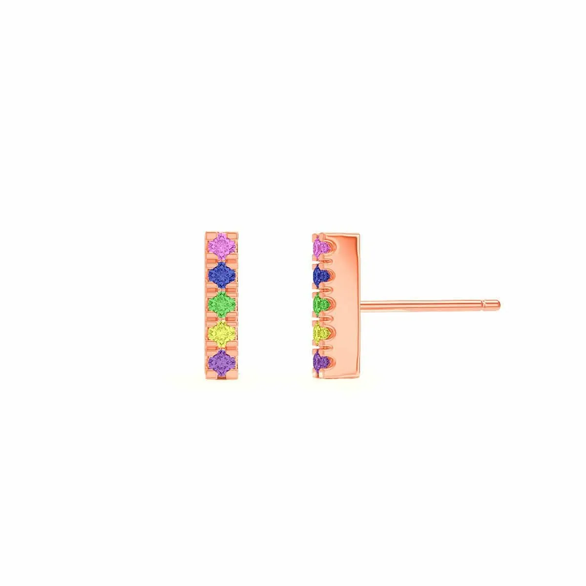 U Pave Petit Rainbow Bar Earrings