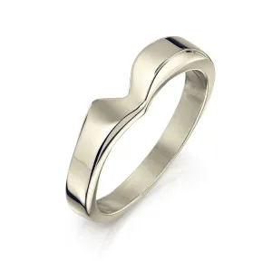 V-shape Wedding Band in 18ct White Gold (RX191)