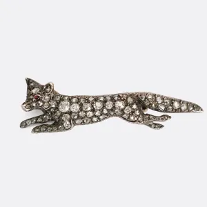 Victorian Diamond Fox Brooch