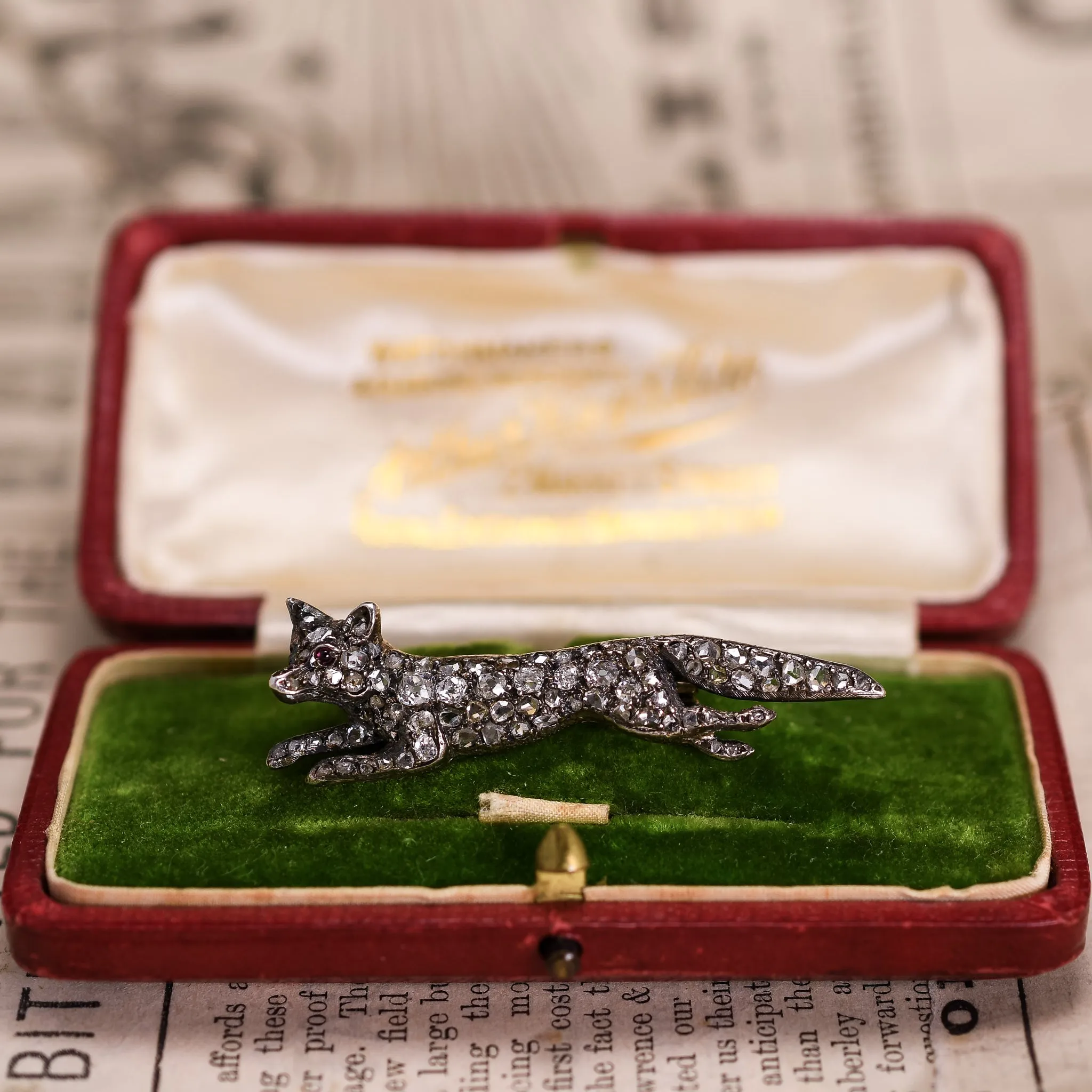 Victorian Diamond Fox Brooch