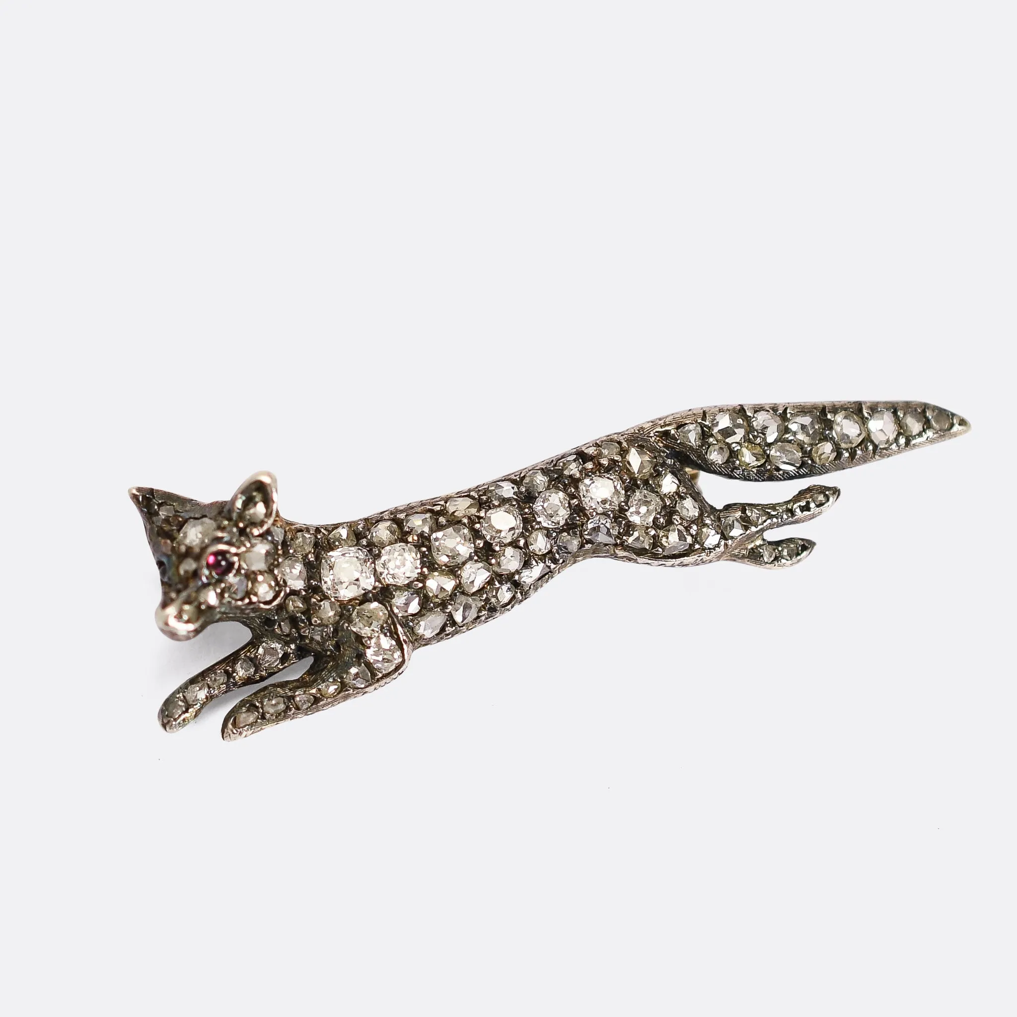 Victorian Diamond Fox Brooch