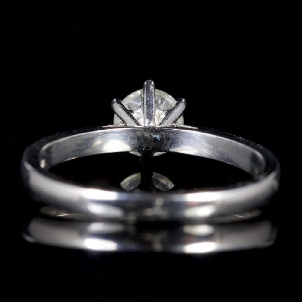 Vintage Diamond Solitaire Ring Platinum Engagement Ring