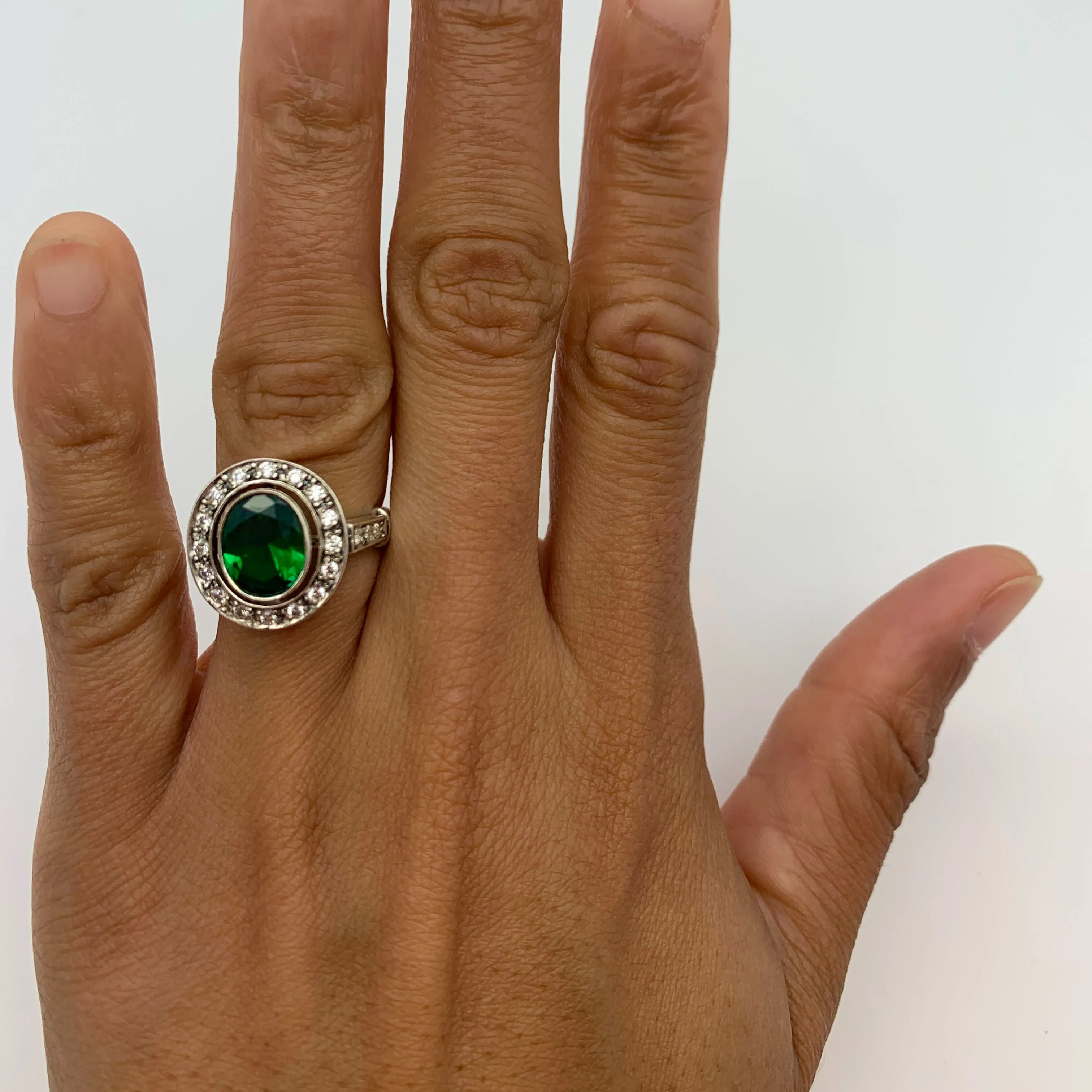 Vintage Emerald Ring - Green Statement Ring - Antique Oval Ring